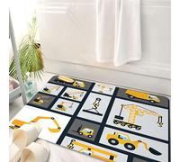 HKPOEQ Tappeto Bagno 50 x 80 cm,Tappetino in Microfibra, Tappeti Assorbente Antiscivolo,Arte dell'architettura urbana, vari veicoli e strumenti di costruzione gialli esposti,Soffice Tappetini Doccia