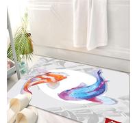 HKPOEQ Tappeto Bagno 50 x 80 cm,Tappetino in Microfibra, Tappeti Assorbente Antiscivolo,Arte di pesci koi, una coppia di koi colorati in una posa aggraziata su uno sfondo de,Soffice Tappetini Doccia