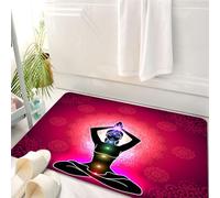 HKPOEQ Tappeto Bagno 50 x 80 cm,Tappetino in Microfibra, Tappeti Assorbente Antiscivolo,Arte yoga, una donna in posa di meditazione, con vividi colori dei chakra su sfondo r,Soffice Tappetini Doccia