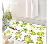 HKPOEQ Tappeto Bagno 50 x 80 cm,Tappetino in Microfibra, Tappeti Assorbente Antiscivolo,Asilo, rane in diverse posizioni divertenti felici carine A,Soffice Tappetini Doccia