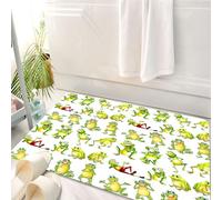 HKPOEQ Tappeto Bagno 50 x 80 cm,Tappetino in Microfibra, Tappeti Assorbente Antiscivolo,Asilo, rane in diverse posizioni divertenti felici carine A1,Soffice Tappetini Doccia
