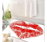 HKPOEQ Tappeto Bagno 50 x 80 cm,Tappetino in Microfibra, Tappeti Assorbente Antiscivolo, Bacio, segno di rossetto rosso a forma di cuore, espressione di passione,Soffice Tappetini Doccia