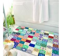 HKPOEQ Tappeto Bagno 50 x 80 cm,Tappetino in Microfibra, Tappeti Assorbente Antiscivolo,Bancarella marocchina, motivo patchwork con varie figure arabe colorate Arte tunisina,Soffice Tappetini Doccia