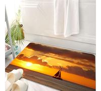 HKPOEQ Tappeto Bagno 50 x 80 cm,Tappetino in Microfibra, Tappeti Assorbente Antiscivolo,Barca a vela, navigazione al tramonto sull'oceano, gita in spiaggia tropicale, tramon,Soffice Tappetini Doccia