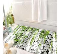 HKPOEQ Tappeto Bagno 50 x 80 cm,Tappetino in Microfibra, Tappeti Assorbente Antiscivolo,Bosco, betulle nella foresta, fauna selvatica estiva, immagine a tema natura, blu, ma,Soffice Tappetini Doccia