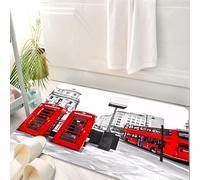 HKPOEQ Tappeto Bagno 50 x 80 cm,Tappetino in Microfibra, Tappeti Assorbente Antiscivolo,cabina telefonica rossa e autobus rosso in movimento. Londra,Soffice Tappetini Doccia