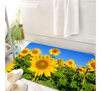 HKPOEQ Tappeto Bagno 50 x 80 cm,Tappetino in Microfibra, Tappeti Assorbente Antiscivolo,Campo di girasoli, girasoli appoggiati al cielo azzurro, promozione del tema dei fior,Soffice Tappetini Doccia