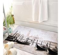 HKPOEQ Tappeto Bagno 50 x 80 cm,Tappetino in Microfibra, Tappeti Assorbente Antiscivolo,Canale veneziano, le gondole attraccano lungo il canale, appoggiate al lontano campan,Soffice Tappetini Doccia