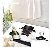 HKPOEQ Tappeto Bagno 50 x 80 cm,Tappetino in Microfibra, Tappeti Assorbente Antiscivolo,Carlino, cane da festa con bottiglia di champagne mentre brindano a momenti felici. F,Soffice Tappetini Doccia