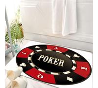 HKPOEQ Tappeto Bagno 50 x 80 cm,Tappetino in Microfibra, Tappeti Assorbente Antiscivolo,Carte da gioco, un design di fiches da casinò nere e rosse con icona di carta,Soffice Tappetini Doccia