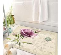 HKPOEQ Tappeto Bagno 50 x 80 cm,Tappetino in Microfibra, Tappeti Assorbente Antiscivolo,cartolina d'epoca con una rosa disegnata a mano,Soffice Tappetini Doccia