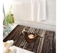 HKPOEQ Tappeto Bagno 50 x 80 cm,Tappetino in Microfibra, Tappeti Assorbente Antiscivolo,Casa rustica, cottage, cabina, parete con corna, rifugio di caccia, campagna, tro,Soffice Tappetini Doccia