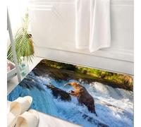 HKPOEQ Tappeto Bagno 50 x 80 cm,Tappetino in Microfibra, Tappeti Assorbente Antiscivolo,Cascata, foto del grande orso da una roccia in Alaska Waterfall Wildl,Soffice Tappetini Doccia