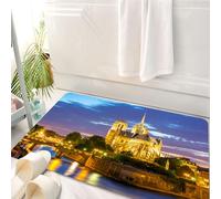 HKPOEQ Tappeto Bagno 50 x 80 cm,Tappetino in Microfibra, Tappeti Assorbente Antiscivolo,Cattedrale di Notre Dame al tramonto a Parigi, Francia, Riverside Scen,Soffice Tappetini Doccia
