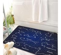 HKPOEQ Tappeto Bagno 50 x 80 cm,Tappetino in Microfibra, Tappeti Assorbente Antiscivolo,Cielo stellato, stelle scintillanti formano la forma iconica dei segni zodiacali su u,Soffice Tappetini Doccia
