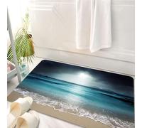 HKPOEQ Tappeto Bagno 50 x 80 cm,Tappetino in Microfibra, Tappeti Assorbente Antiscivolo,Cielo tempestoso sotto la vista del mare, spiagge e oceani, un raggio di luce trafigg,Soffice Tappetini Doccia