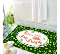HKPOEQ Tappeto Bagno 50 x 80 cm,Tappetino in Microfibra, Tappeti Assorbente Antiscivolo,Citazione, baciami, sono irlandese, testo con labbra e trifoglio, giorno di San Patri,Soffice Tappetini Doccia
