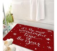 HKPOEQ Tappeto Bagno 50 x 80 cm,Tappetino in Microfibra, Tappeti Assorbente Antiscivolo,Citazione, Concetto di Natale: È il periodo più meraviglioso dell'anno, Frase e Fiocc,Soffice Tappetini Doccia