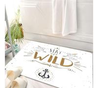 HKPOEQ Tappeto Bagno 50 x 80 cm,Tappetino in Microfibra, Tappeti Assorbente Antiscivolo,Citazione, Resta selvaggio con vortici grunge, curve e frecce, scritta a mano, marr,Soffice Tappetini Doccia