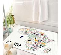 HKPOEQ Tappeto Bagno 50 x 80 cm,Tappetino in Microfibra, Tappeti Assorbente Antiscivolo,Citazione, Scritte colorate dei paesi africani in Africa,Soffice Tappetini Doccia