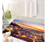 HKPOEQ Tappeto Bagno 50 x 80 cm,Tappetino in Microfibra, Tappeti Assorbente Antiscivolo,Città Vecchia di Gerusalemme Centro storico Vista al crepuscolo di Israele,Soffice Tappetini Doccia
