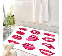 HKPOEQ Tappeto Bagno 50 x 80 cm,Tappetino in Microfibra, Tappeti Assorbente Antiscivolo,Collezione di labbra rosse. Labbra di donne sexy che esprimono diverse emozioni, come,Soffice Tappetini Doccia