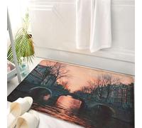 HKPOEQ Tappeto Bagno 50 x 80 cm,Tappetino in Microfibra, Tappeti Assorbente Antiscivolo,Collezione Wanderlust, di notte ad Amsterdam, Paesi Bassi, Scandinavia,Soffice Tappetini Doccia