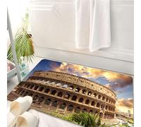HKPOEQ Tappeto Bagno 50 x 80 cm,Tappetino in Microfibra, Tappeti Assorbente Antiscivolo,Colosseo di Roma, l'anfiteatro romano si erge maestoso sotto il cielo nuvoloso con ma,Soffice Tappetini Doccia