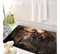 HKPOEQ Tappeto Bagno 50 x 80 cm,Tappetino in Microfibra, Tappeti Assorbente Antiscivolo,Combattimento medievale con mostri in stile gotico, orrore, guerra, Medioevo, stampa,Soffice Tappetini Doccia
