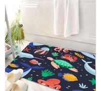 HKPOEQ Tappeto Bagno 50 x 80 cm,Tappetino in Microfibra, Tappeti Assorbente Antiscivolo,con tici e divertenti animali marini o allegre creature sottomarine che vivono nel ma,Soffice Tappetini Doccia