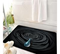 HKPOEQ Tappeto Bagno 50 x 80 cm,Tappetino in Microfibra, Tappeti Assorbente Antiscivolo,Concetto di rosa triste come un fiore nero scuro a forma di cuore che piange una lacr,Soffice Tappetini Doccia