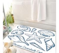 HKPOEQ Tappeto Bagno 50 x 80 cm,Tappetino in Microfibra, Tappeti Assorbente Antiscivolo,Conchiglia, stella marina, natura, oceano, acquatico, set subacqueo. Illustrazione ma,Soffice Tappetini Doccia