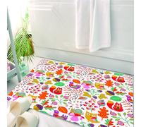 HKPOEQ Tappeto Bagno 50 x 80 cm,Tappetino in Microfibra, Tappeti Assorbente Antiscivolo,Creature del bosco, animali colorati come scoiattoli e gufi tra le foglie e le bacche,Soffice Tappetini Doccia