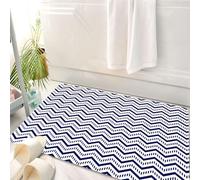 HKPOEQ Tappeto Bagno 50 x 80 cm,Tappetino in Microfibra, Tappeti Assorbente Antiscivolo,Decorazione blu navy, motivo a strisce a zig-zag a zig-zag su sfondo bianco. Opera d',Soffice Tappetini Doccia