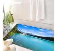 HKPOEQ Tappeto Bagno 50 x 80 cm,Tappetino in Microfibra, Tappeti Assorbente Antiscivolo,Decorazione del lago, foto di un antico castello storico vicino al lago Crystal Color,Soffice Tappetini Doccia