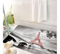 HKPOEQ Tappeto Bagno 50 x 80 cm,Tappetino in Microfibra, Tappeti Assorbente Antiscivolo,Decorazione della città di Parigi, Torre Eiffel, Ponte della capitale, Paesaggio nuvo,Soffice Tappetini Doccia