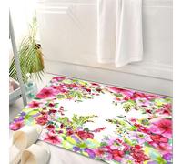 HKPOEQ Tappeto Bagno 50 x 80 cm,Tappetino in Microfibra, Tappeti Assorbente Antiscivolo,Decorazione floreale ad acquerello, boccioli estivi di s riccio fresco e dalia,Soffice Tappetini Doccia