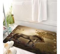 HKPOEQ Tappeto Bagno 50 x 80 cm,Tappetino in Microfibra, Tappeti Assorbente Antiscivolo,Decorazione mistica, cavallo nel roseto Farfalle Fantasia Chiaro di luna,Soffice Tappetini Doccia
