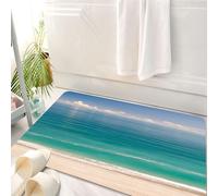 HKPOEQ Tappeto Bagno 50 x 80 cm,Tappetino in Microfibra, Tappeti Assorbente Antiscivolo,Decorazione oceano, spiaggia calma e calma con mare verde sotto H blu.,Soffice Tappetini Doccia