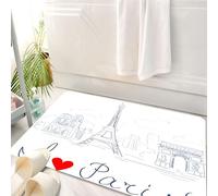 HKPOEQ Tappeto Bagno 50 x 80 cm,Tappetino in Microfibra, Tappeti Assorbente Antiscivolo,Decorazione parigina, schizzo della città con la scritta I Love Paris Fashion Ce,Soffice Tappetini Doccia