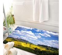 HKPOEQ Tappeto Bagno 50 x 80 cm,Tappetino in Microfibra, Tappeti Assorbente Antiscivolo,Decorazione toscana, paesaggio di un antico villaggio italiano con prati e nuvole, st,Soffice Tappetini Doccia