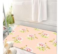 HKPOEQ Tappeto Bagno 50 x 80 cm,Tappetino in Microfibra, Tappeti Assorbente Antiscivolo,Decorazioni di rose, motivo floreale infinito con fiori pallidi,Soffice Tappetini Doccia