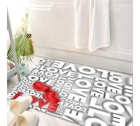 HKPOEQ Tappeto Bagno 50 x 80 cm,Tappetino in Microfibra, Tappeti Assorbente Antiscivolo,Decorazioni d'amore, macro grandi testi d'amore, impostazione di lettere Emoci,Soffice Tappetini Doccia