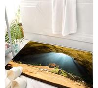 HKPOEQ Tappeto Bagno 50 x 80 cm,Tappetino in Microfibra, Tappeti Assorbente Antiscivolo,Decorazioni naturali della grotta, vista dall'interno della grotta verso la spiaggia,Soffice Tappetini Doccia