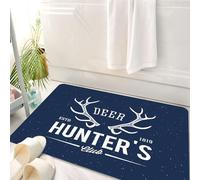 HKPOEQ Tappeto Bagno 50 x 80 cm,Tappetino in Microfibra, Tappeti Assorbente Antiscivolo,Decorazioni per la caccia, logo del club dei cacciatori di cervi con corna, tipografi,Soffice Tappetini Doccia