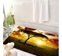 HKPOEQ Tappeto Bagno 50 x 80 cm,Tappetino in Microfibra, Tappeti Assorbente Antiscivolo,Decorazioni safari, singolo albero al tramonto africano da sogno con nuvole scure e d,Soffice Tappetini Doccia