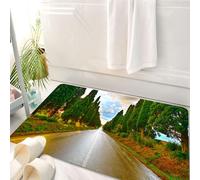 HKPOEQ Tappeto Bagno 50 x 80 cm,Tappetino in Microfibra, Tappeti Assorbente Antiscivolo,Decorazioni toscane, ampio viale alberato nel vecchio borgo europeo Paese vi,Soffice Tappetini Doccia