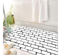 HKPOEQ Tappeto Bagno 50 x 80 cm,Tappetino in Microfibra, Tappeti Assorbente Antiscivolo,Design vintage del muro di mattoni, motivo in mattoni trasandati in bianco e nero,Soffice Tappetini Doccia
