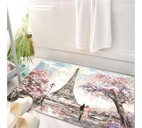 HKPOEQ Tappeto Bagno 50 x 80 cm,Tappetino in Microfibra, Tappeti Assorbente Antiscivolo,Dipinto a olio, Veduta di Parigi. Paesaggio delicato,Soffice Tappetini Doccia