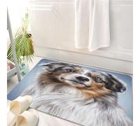 HKPOEQ Tappeto Bagno 50 x 80 cm,Tappetino in Microfibra, Tappeti Assorbente Antiscivolo,Dipinto ad acquerello di un pastore australiano,Soffice Tappetini Doccia